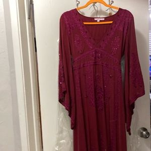 Gothic beaded dress, ties in the back in burgundyk